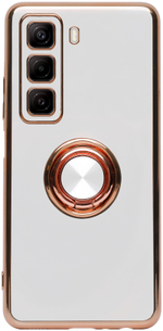 Стильный глянцевый чехол для INFINIX HOT 50 4G (не 5G,PRO) с кольцом-подставкой и бархатной подкладкой