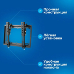 Кронштейн для телевизора настенный наклонный усиленный Триколор 2020T черный, диагональ 17"-43"