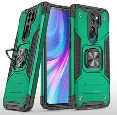 Противоударный чехол для Xiaomi Redmi Note 8 Pro зеленый с пластиной для магнитного автодержателя и кольцом подставкой / чехол с держателем на палец для Сяоми Редми Ноут 8 Про Противоударный чехол для Xiaomi Redmi Note 8 Pro зеленый с пластиной для магнитного автодержателя и кольцом подставкой / чехол с держателем на палец для Сяоми Редми Ноут 8 Про