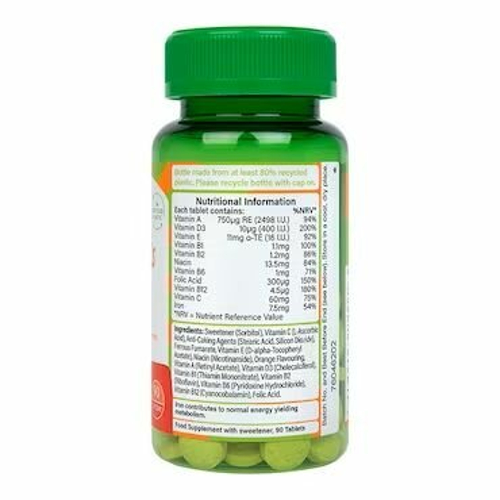 Holland & Barrett детские витамины 4+ (10 витаминов и железо) 90 жевательных таблеток с апельсиновым вкусом (из Литвы)