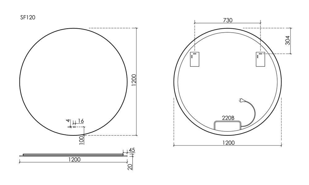 Зеркало для ванной комнаты SANCOS Сфера (Sfera) D1200 c фоновой подсветкой, арт. SF1200