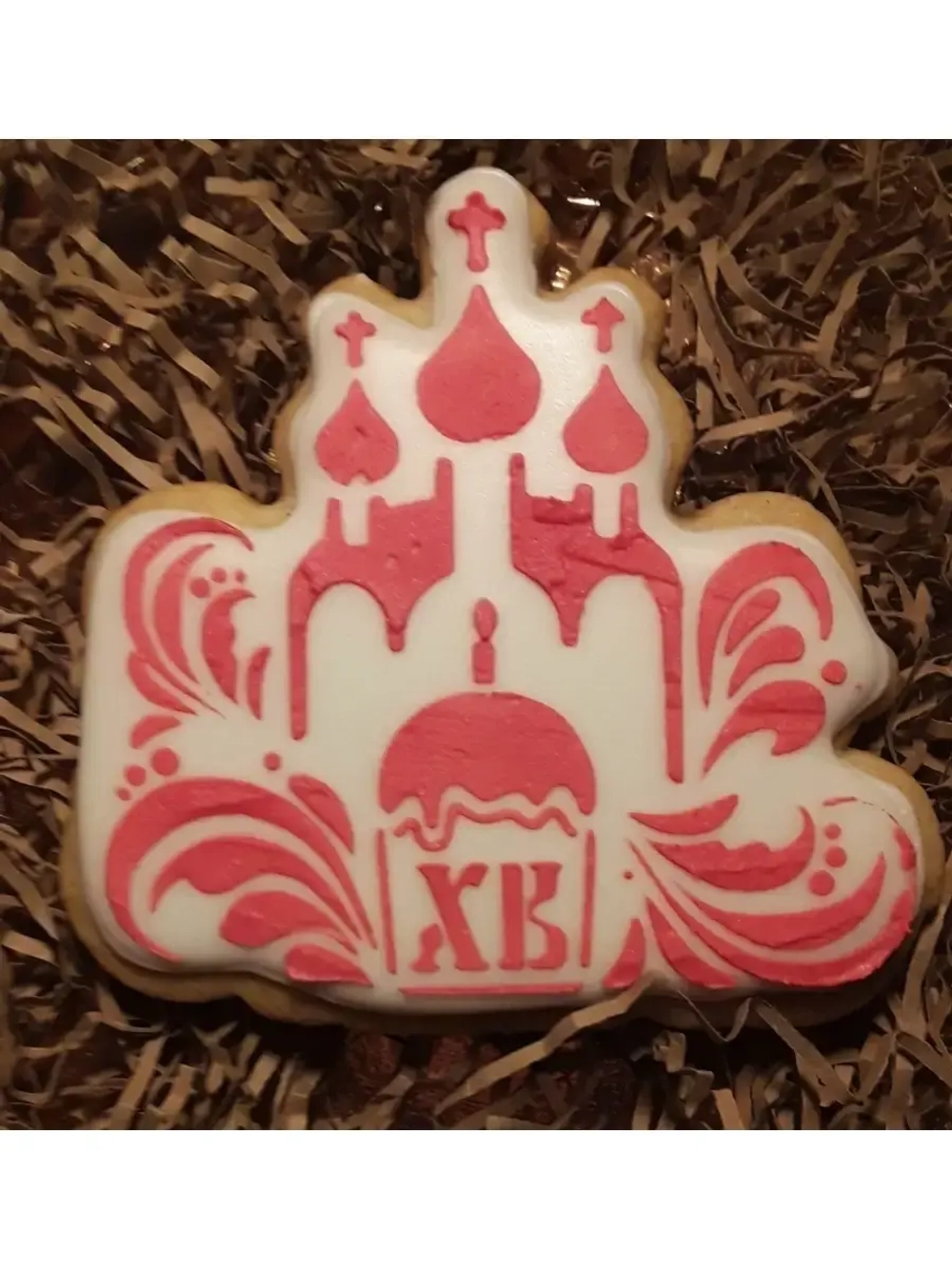 Вырубка для пряника+трафарет 10 см ХРАМ к Пасхе