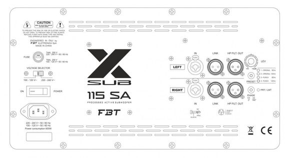 FBT X-SUB 115SA активный сабвуфер, 1200Вт, динамик 15 дюймов