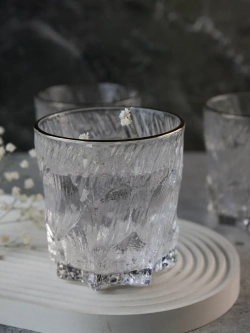Стаканы для виски, 6 шт. Прозрачный лед с золотой каймой