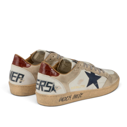 Men's Golden Goose Ball Star in Beige with Navy Star