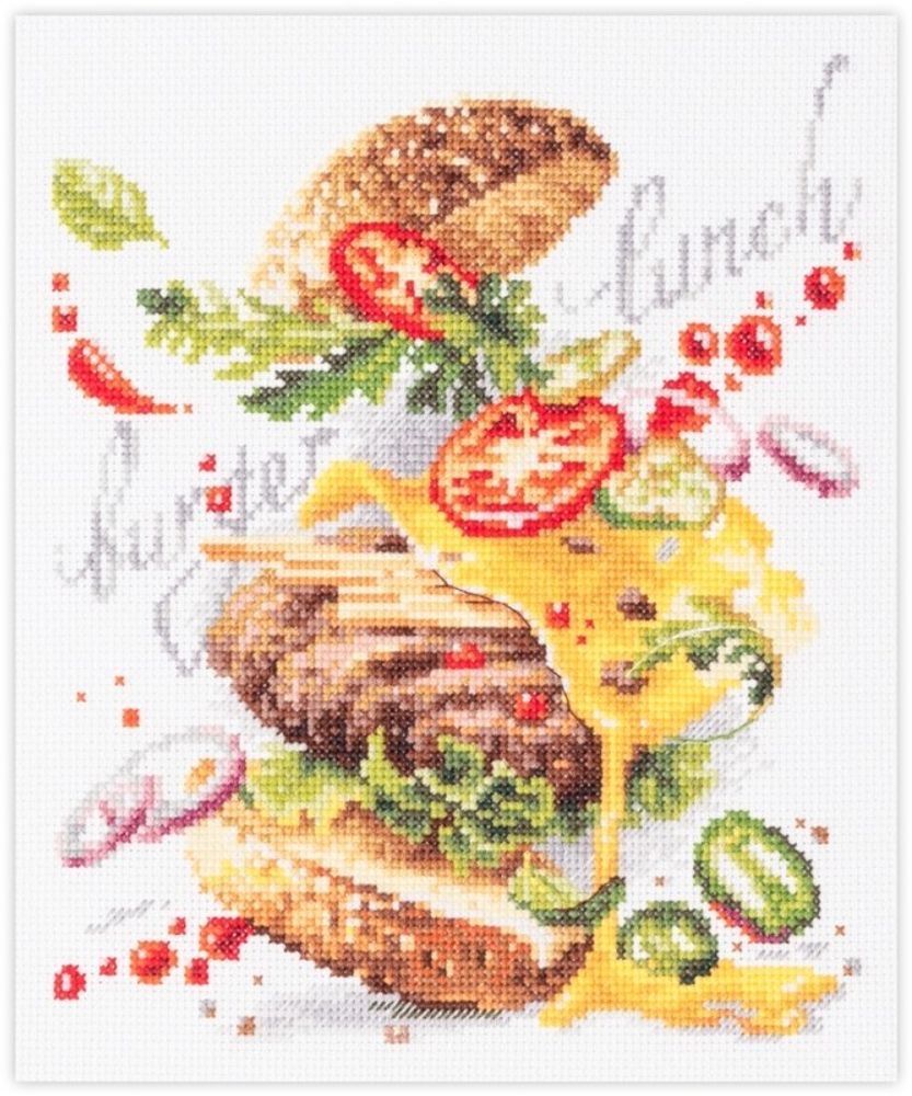 Набор для вышивания нитками Чудесная игла, Бургер ланч, 19x22 см Набор для вышивания нитками Чудесная игла, Бургер ланч, 19x22 см