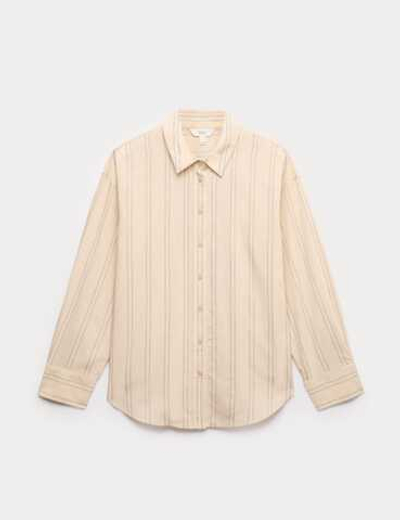 Полосатая рубашка из смесовой льняной ткани - Marks & Spencer