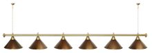Лампа STARTBILLIARDS 6 пл. (плафоны золотые,штанга коричневая,фурнитура золото)