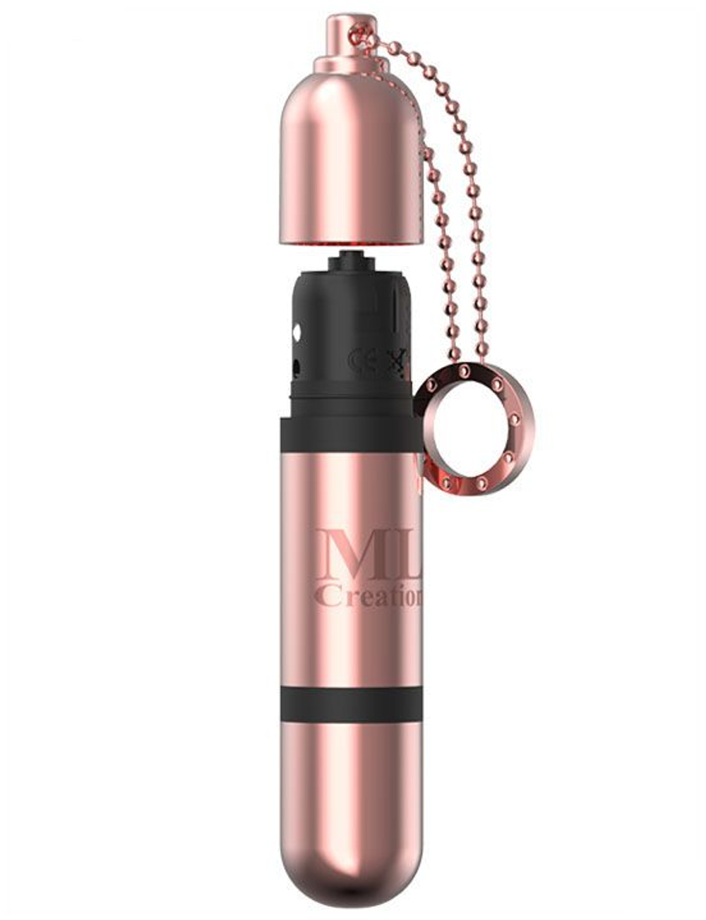 Золотистый мини-вибратор на цепочке Glittering Bullet - 9 см. (Цвет: золотистый)