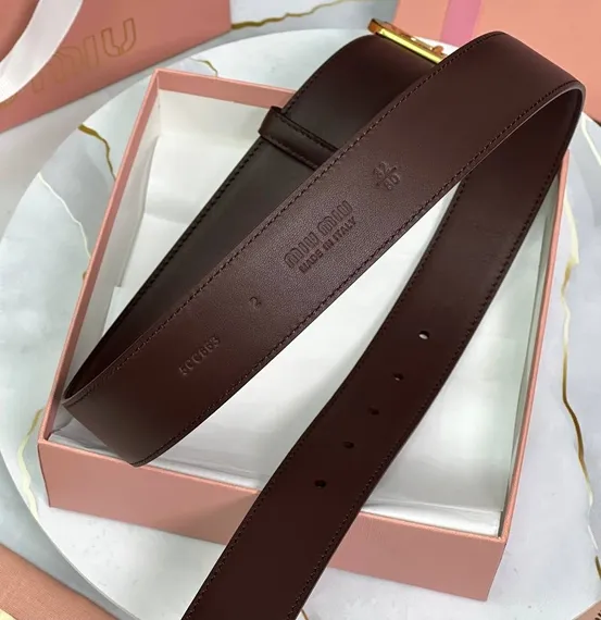 Кожаный ремень Miu Miu, темно-коричневый