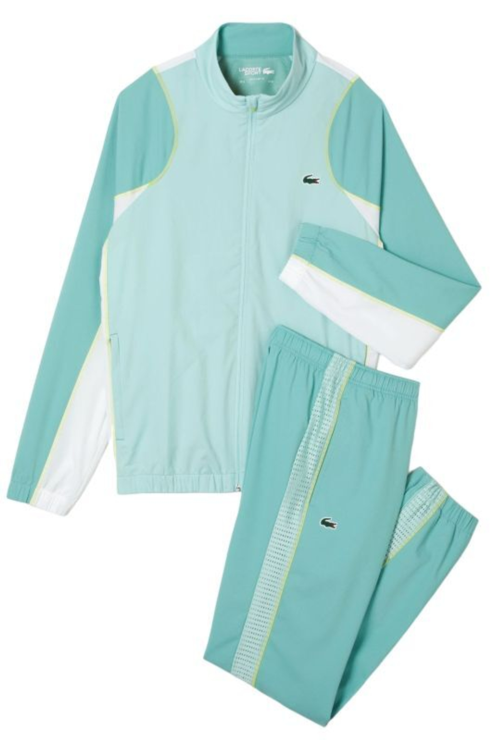 Мужской теннисный костюм Lacoste Tennis High Neck Jogger Set - light green/green/white/yellow