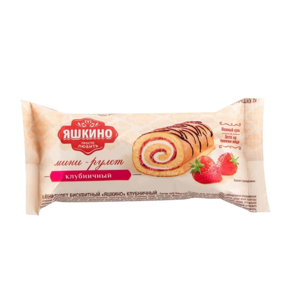 МИНИ - РУЛЕТ Бисквитный 140г Клубника кор.