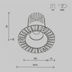 Встраиваемый светильник Technical DL121-15W-3K-TRS-B