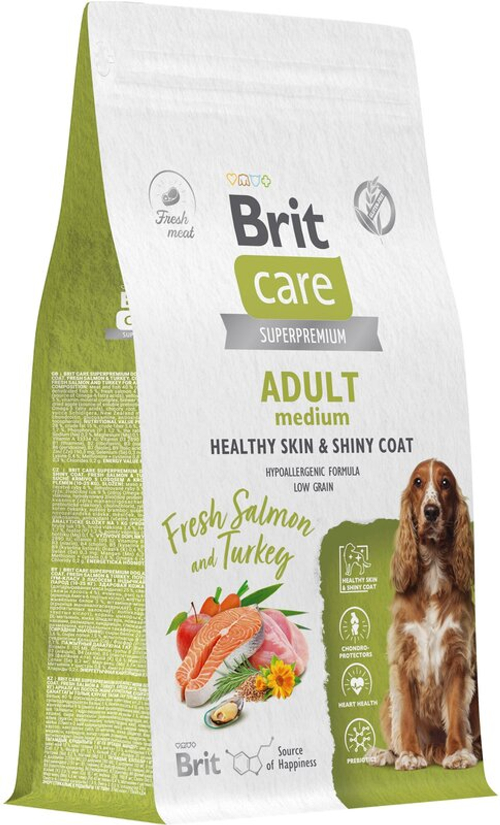 Brit Care Dog Adult Healthy Skin&Shiny Лосось/Индейка для собак средних пород 3 кг