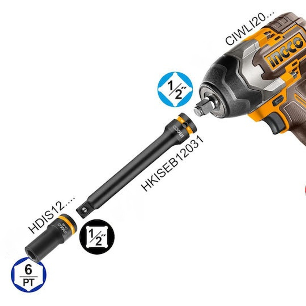 Набор ударных удлинителей для воротка INGCO HKISEB12031 INDUSTRIAL 1/2"