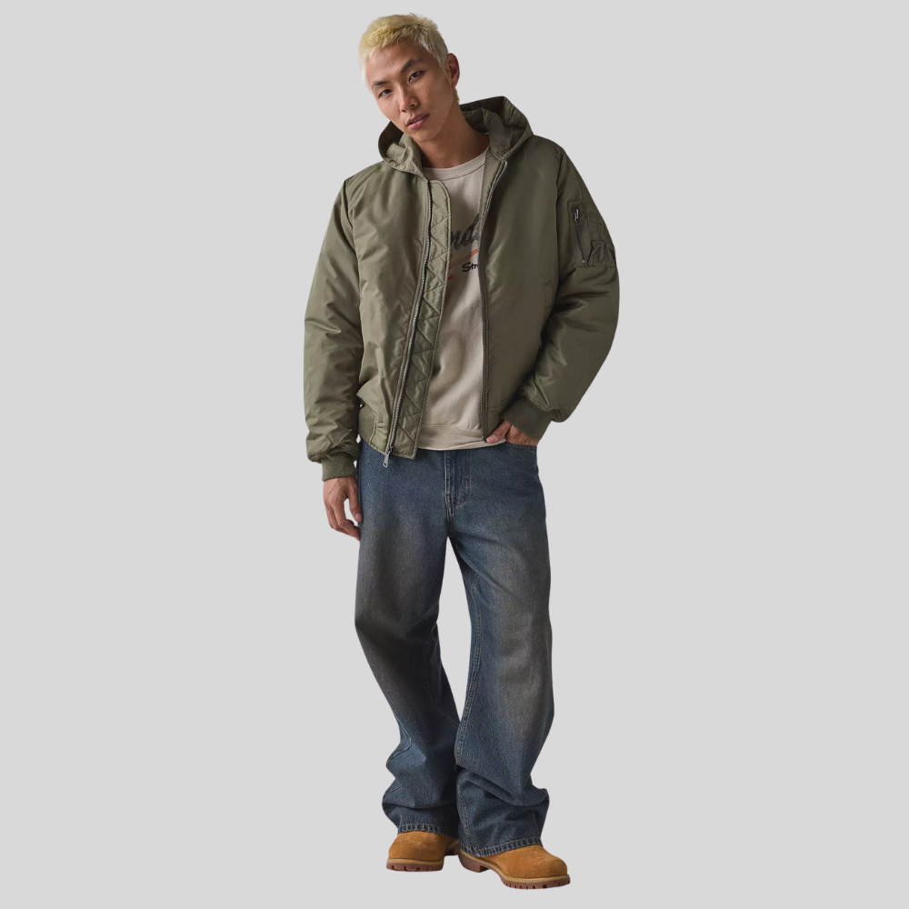 Бомбер Alpha Industries MA-1 Hooded Logo Oxford OG-107 Green (Зеленый)