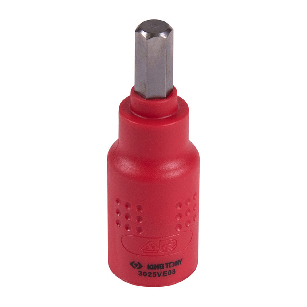 KING TONY (3025VE08) Насадка (бита) торцевая диэлектрическая 3/8", HEX, 8 мм, L = 65 мм