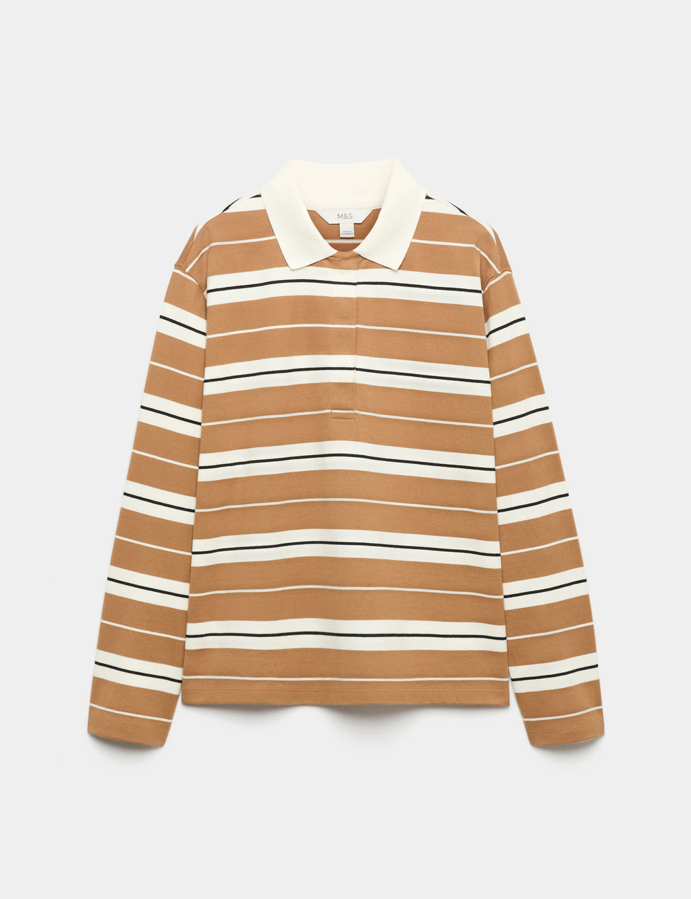 Хлопковая полосатая футболка-поло для регби - Marks & Spencer
