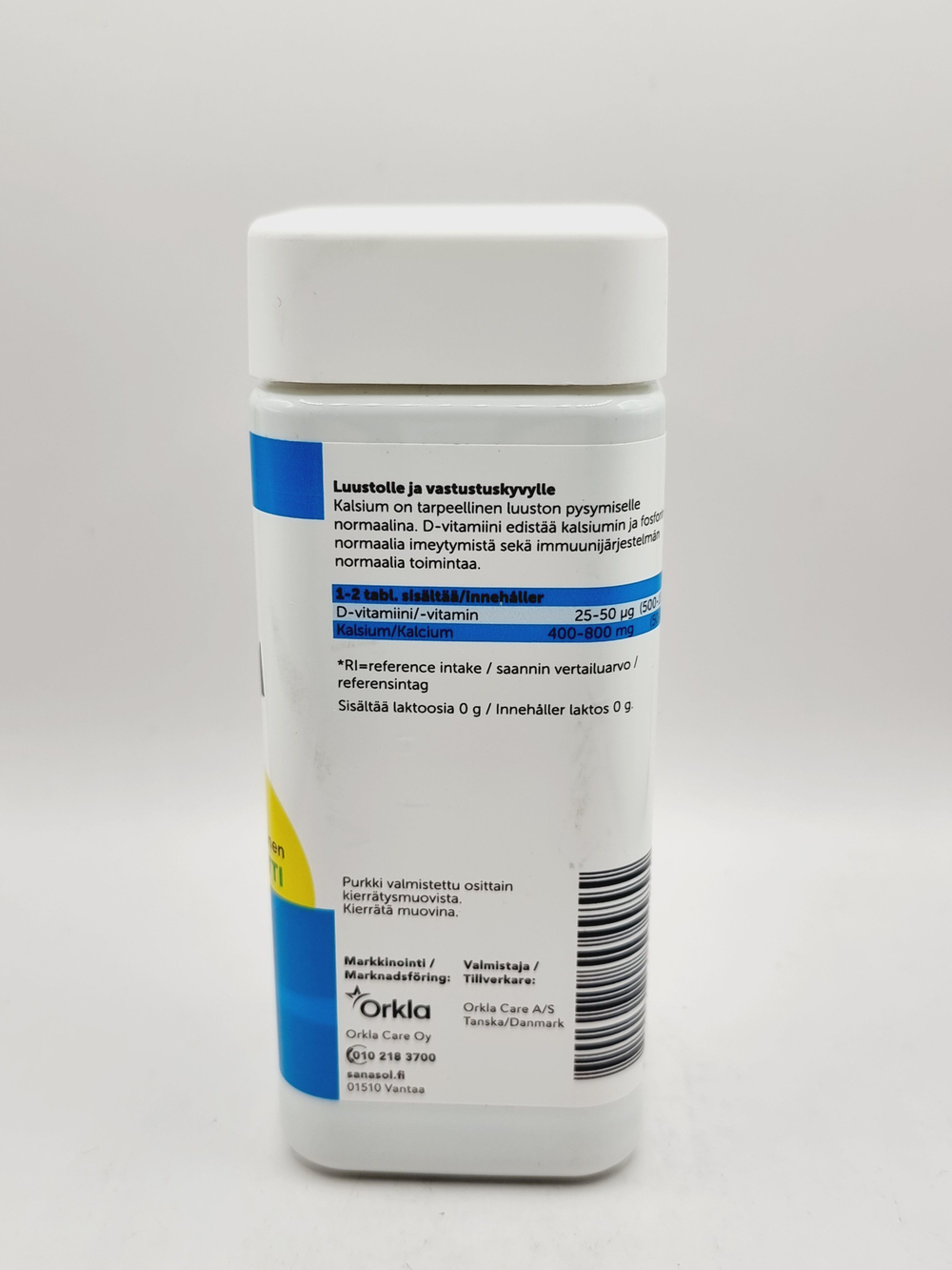 Sana-sol Кальций + витамин D, 90 жевательных таблеток со вкусом лимона / 153 г (из Финляндии)