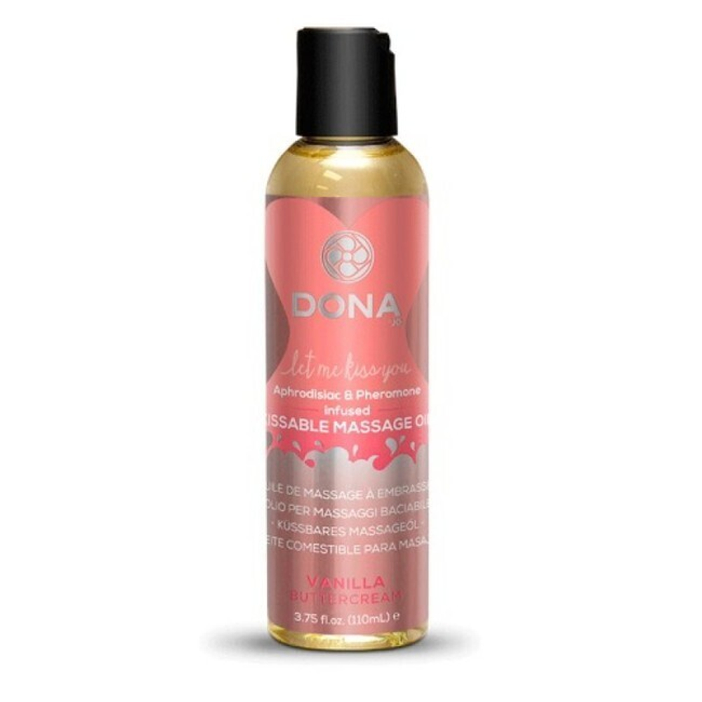 Вкусовое массажное масло DONNA Kissable Massage Oil Vanilla Buttercream 110 мл (Цвет: желтый)