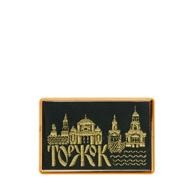 Магнит «Торжок» а20/68 зелёный / золото