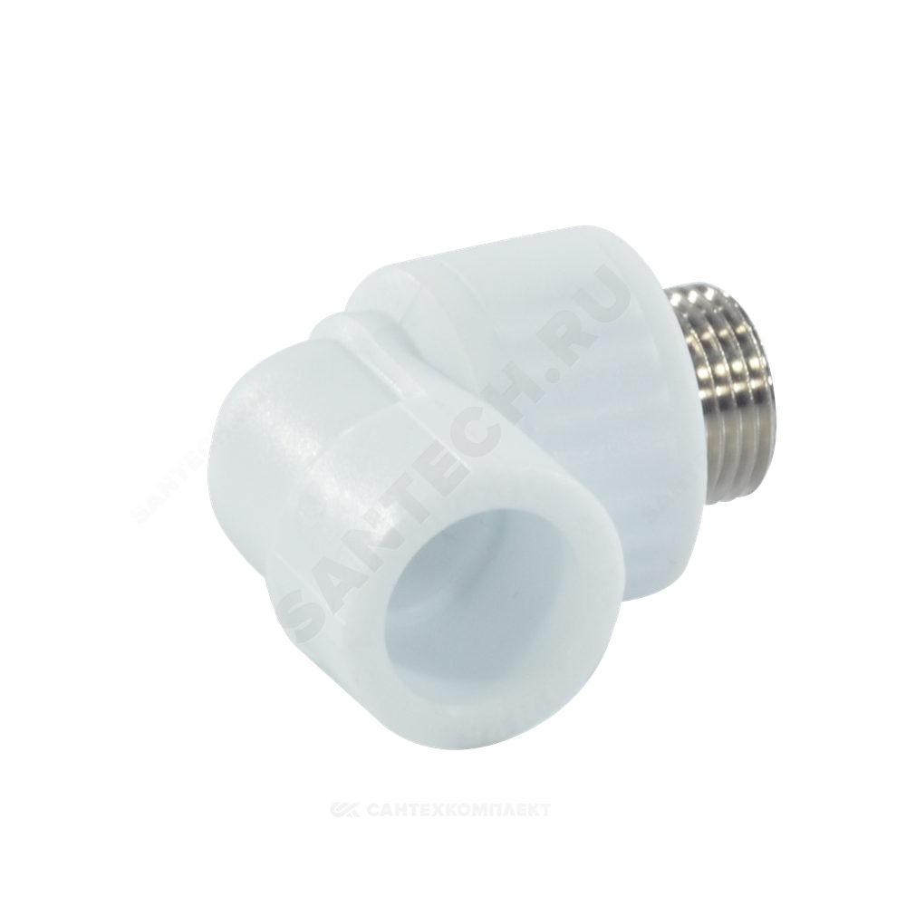 Угольник PP-R комбинированный белый Дн 20х1/2" НР VALFEX 10126020