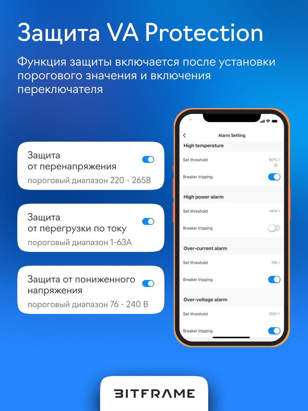 Умный выключатель wi fi на din рейку, 1-63 А с защитой VA Protection, умное реле smart life tuya, реле защиты от перенапряжения с Алисой, умный автомат wifi 2.4G