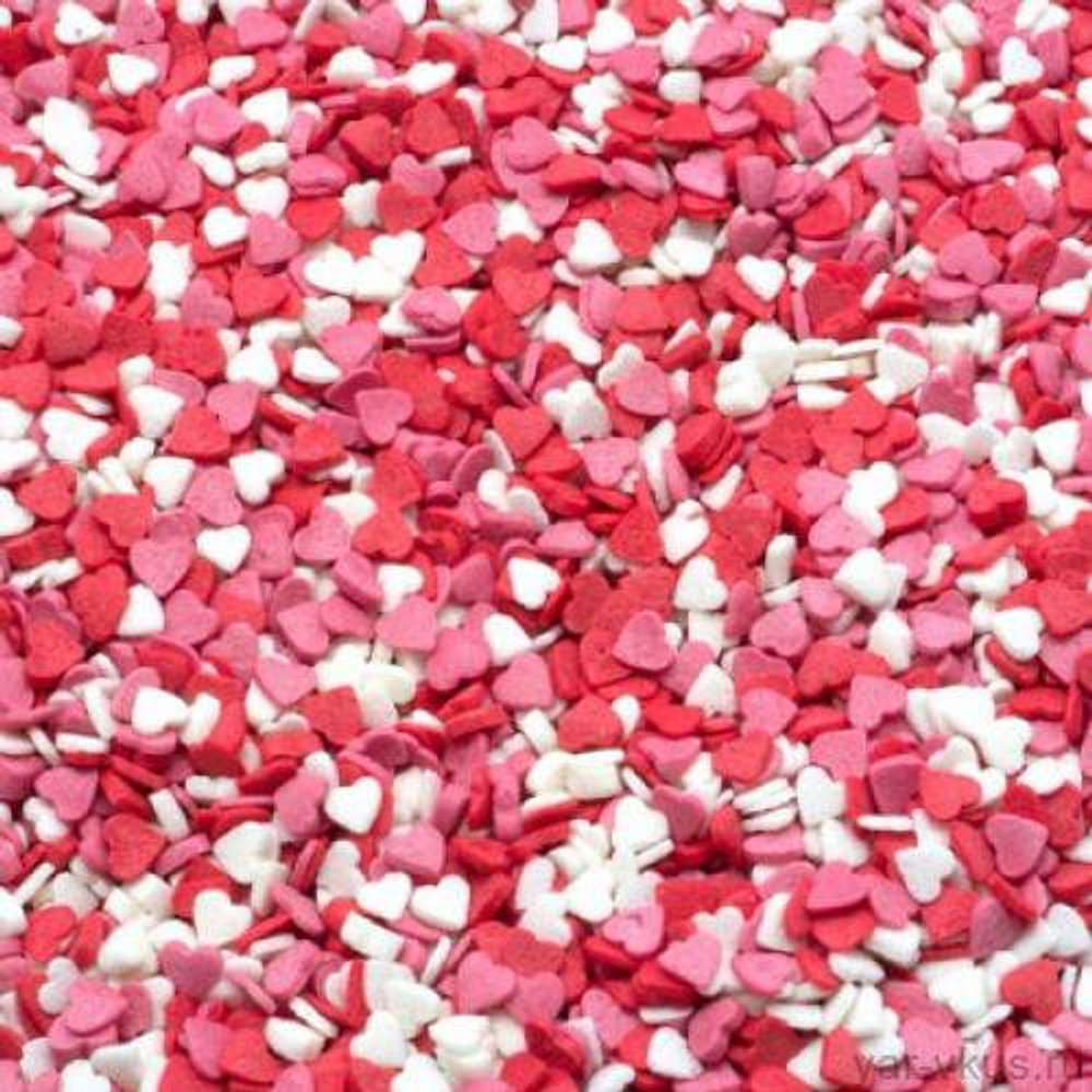 Посыпка Сердца красно-бело-розовые (МИНИ), 50 гр