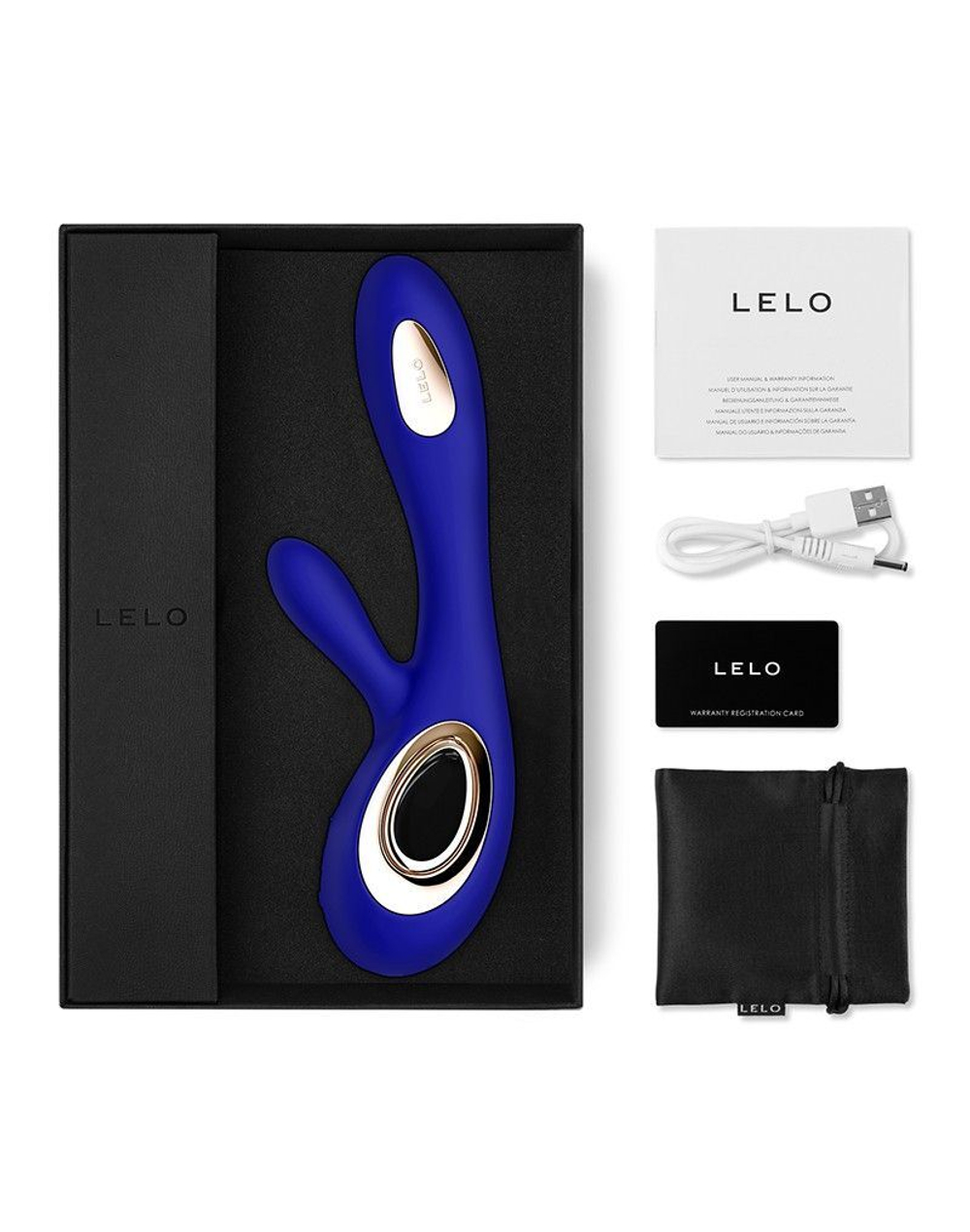 Синий вибратор-кролик Lelo Soraya Wave - 21,8 см. (Цвет: синий)