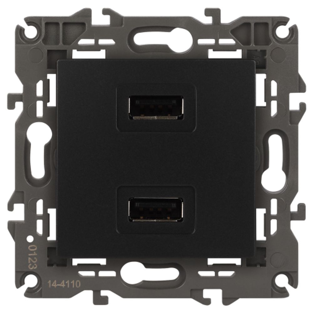 14-4110-05 ЭРА Устройство зарядное USB, 230В/5В-2100мА, IP20, Эра Elegance, антрацит | Эра Elegance