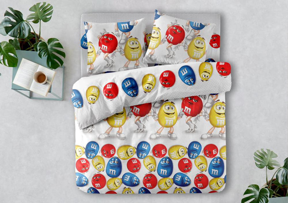 Комплект постельного белья 1.5 сп БЯЗЬ "M&Ms" (нав. 70х70 или 50х70)