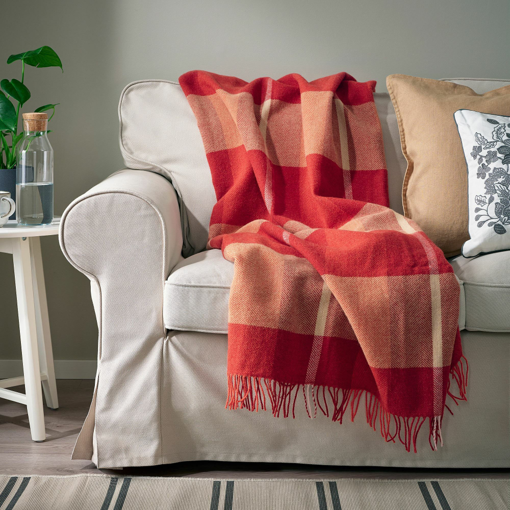 Плед IKEA MYRULL (МИРУЛЛ), Красный, 130х170 см