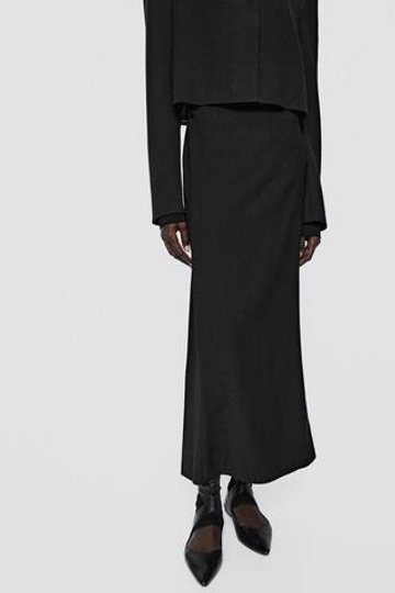 Massimo Dutti Струящаяся юбка-миди с запахом - Limited Edition, черный