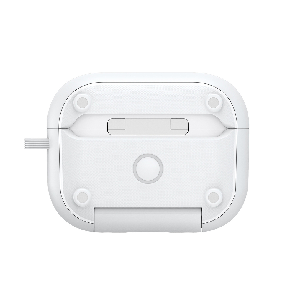 Чехол белого цвета для наушников AirPods Pro 2, белый цвет, Dux Ducis, серия PECQ Series (встроенная подставка для смартфона)