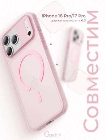 Чехол накладка iPhone 17 Pro / 18 Pro 6.3" Gurdini Slim Series with Magsafe Pink