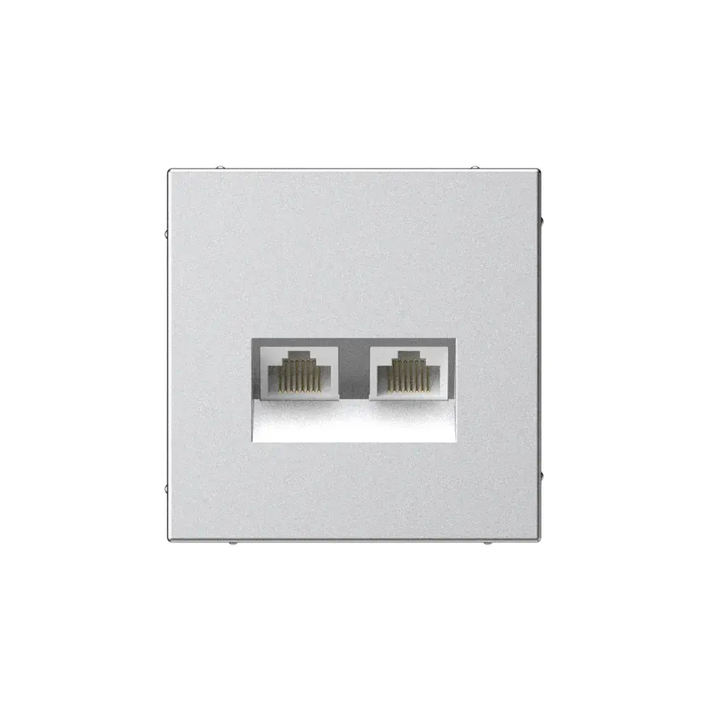 ARTGALLERY РОЗЕТКА двойная компьютерная RJ45+RJ45, кат. 5е, механизм, АЛЮМИНИЙ