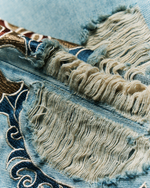 Vintage Grey Blue Jeans with Embroidery and Artistic Distressing