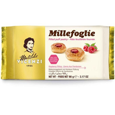 Пироженное Matilde Vicenzi Millefoglie слоеное тесто с малиной 90 г (Италия)