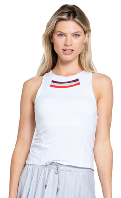 Женский топ теннисный Lucky in Love Metallic Novelty Stripe Tank with Bra - белый