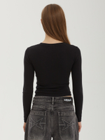 Женский Лонгслив Black Lace Up Print