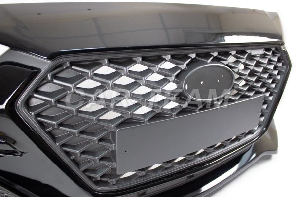 Бампер передний на Hyundai Solaris 2 "ЮролТюнинг" Quant Romb окрашенный в цвет