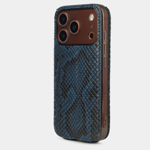 Чехол для iPhone 18 Pro Max / 17 Pro Max - кожа питона, синий