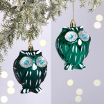 Елочные игрушки «Brilliant Owl» 8 см (набор 2 шт), Изумруд