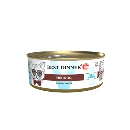 BEST DINNER VET PROFI Hepatic Консервы для кошек при заболеваниях печени, говядина, 100 г
