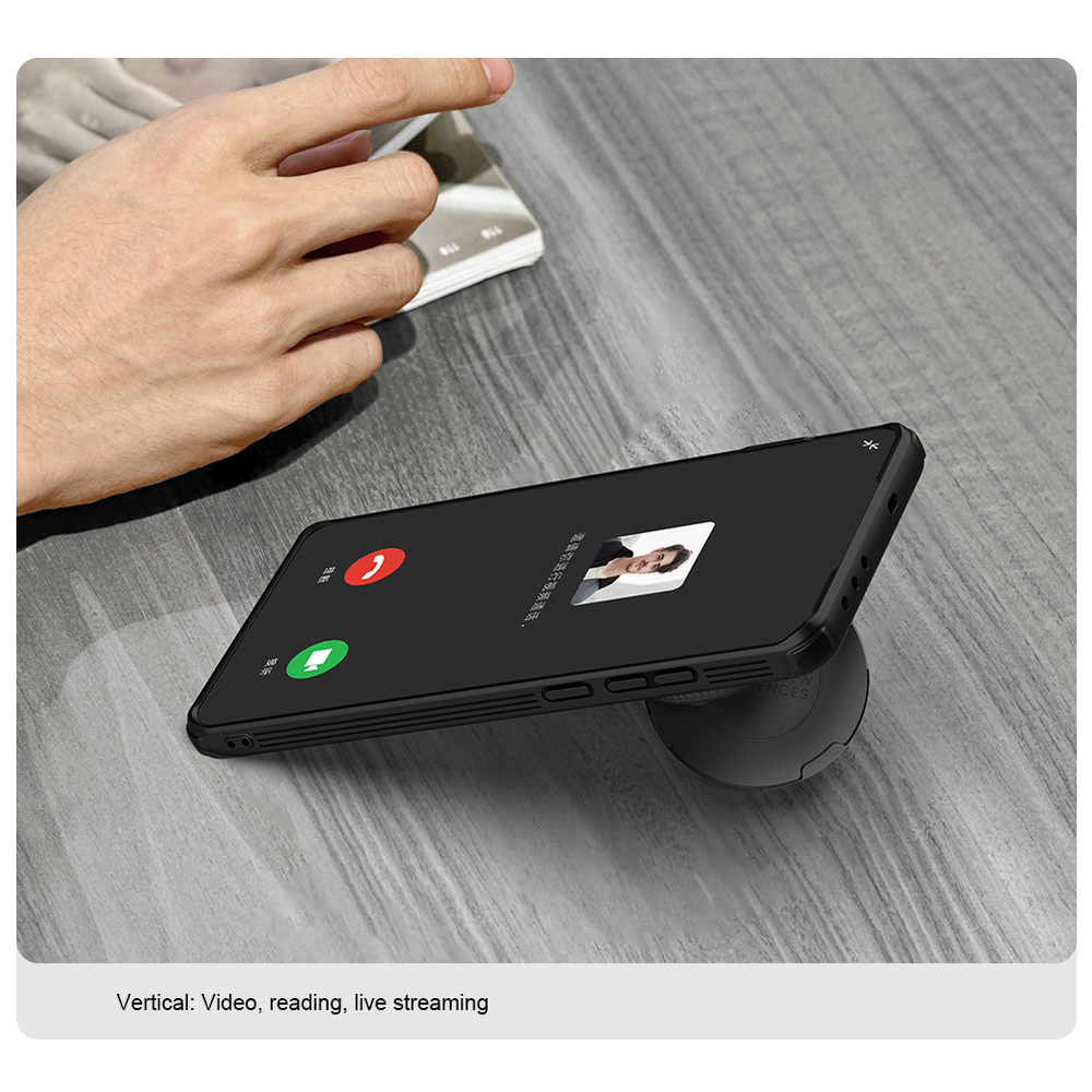 Чехол прозрачный тонированный (Transparent Black) от Nillkin с металлической крышкой и MagSafe на OnePlus 13, серия CamShield Prop Magnetic Case