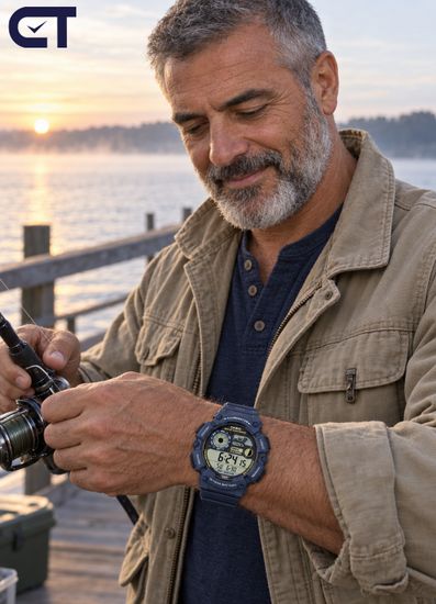 CASIO WS-1500H-2A CASIO Collection унисекс наручные часы — морской цифровой стиль, график приливов и водостойкость 100 м