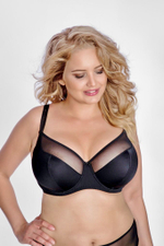 Бюстгальтер на косточках с чашками plus size из микрофибры и сетки (Размер: 85H) (Цвет: черный)