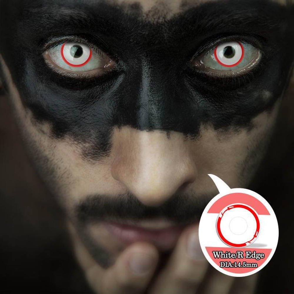 Линзы на Хэллоуин "Оборотень" 2 ШТ/ 1 ГОД+ контейнер для линз в подарок /Crazy /Карнавальные/ Цветные/контактные без диоптрий/с красным