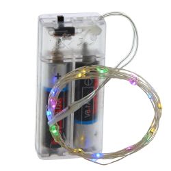 GAEM Электрогирлянда (20 разноцв LED, 1 реж свеч,серебр шнур, 1 W), L210 W0,1 H0,2 см, 2хАА