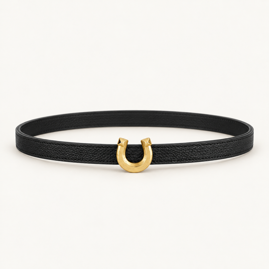 Женский ремень Hermès Lucky Jockette 1,3 см — чёрный